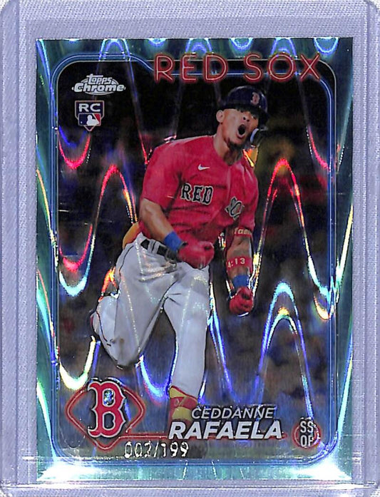 2024 Topps Chrome Refractor Aqua Lava Ceddanne Rafaela Red Sox Rookie Baseball Card