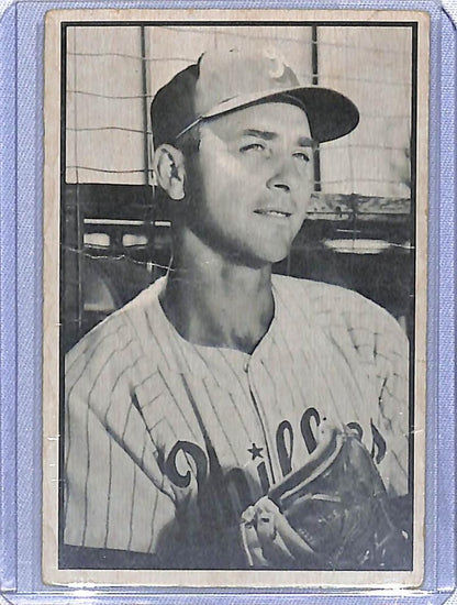 1953 Bowman Black and White #35 Johnny Wyrostek NM-MT Philadelphia Phillies Baseball Card Image 1