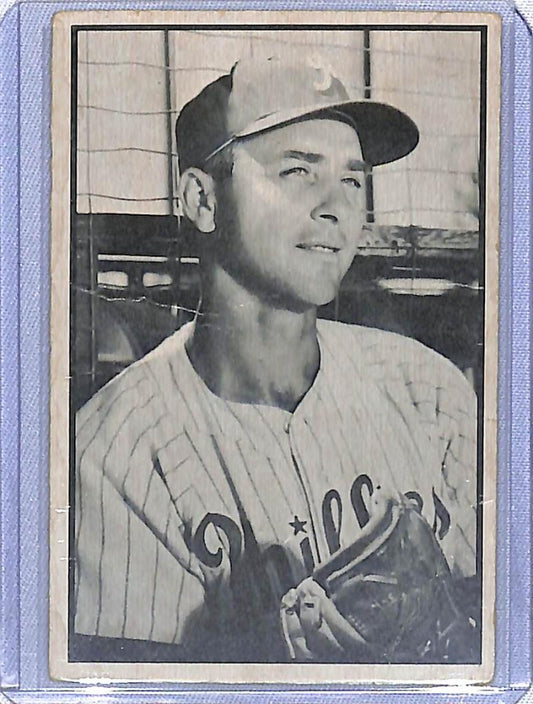 1953 Bowman Black and White #35 Johnny Wyrostek NM-MT Philadelphia Phillies Baseball Card Image 1