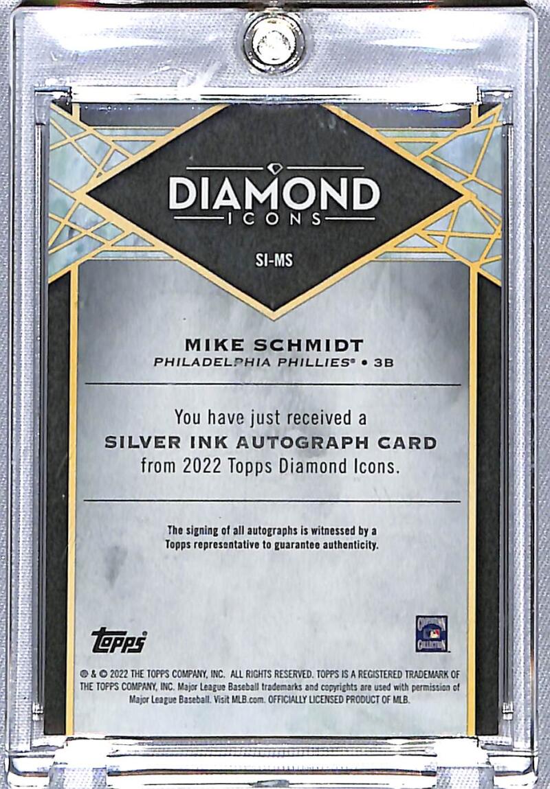 2022 Topps Diamond Icons #SI-MS Mike Schmidt EX Auto 02/10 Philadelphia Phillies  Image 2