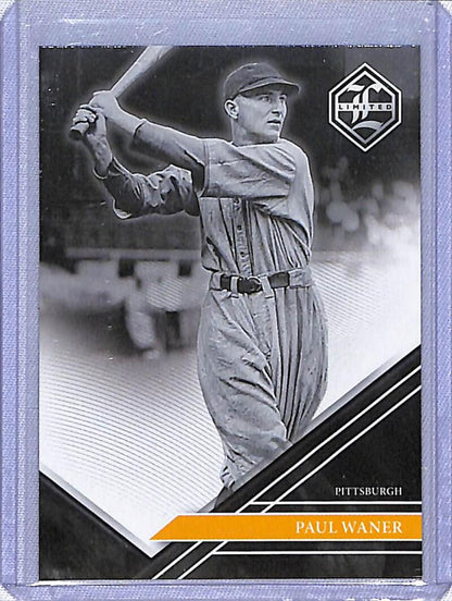 Black and white baseball card of Paul Waner in Pittsburgh Pirates uniform from Panini Chronicles Limited