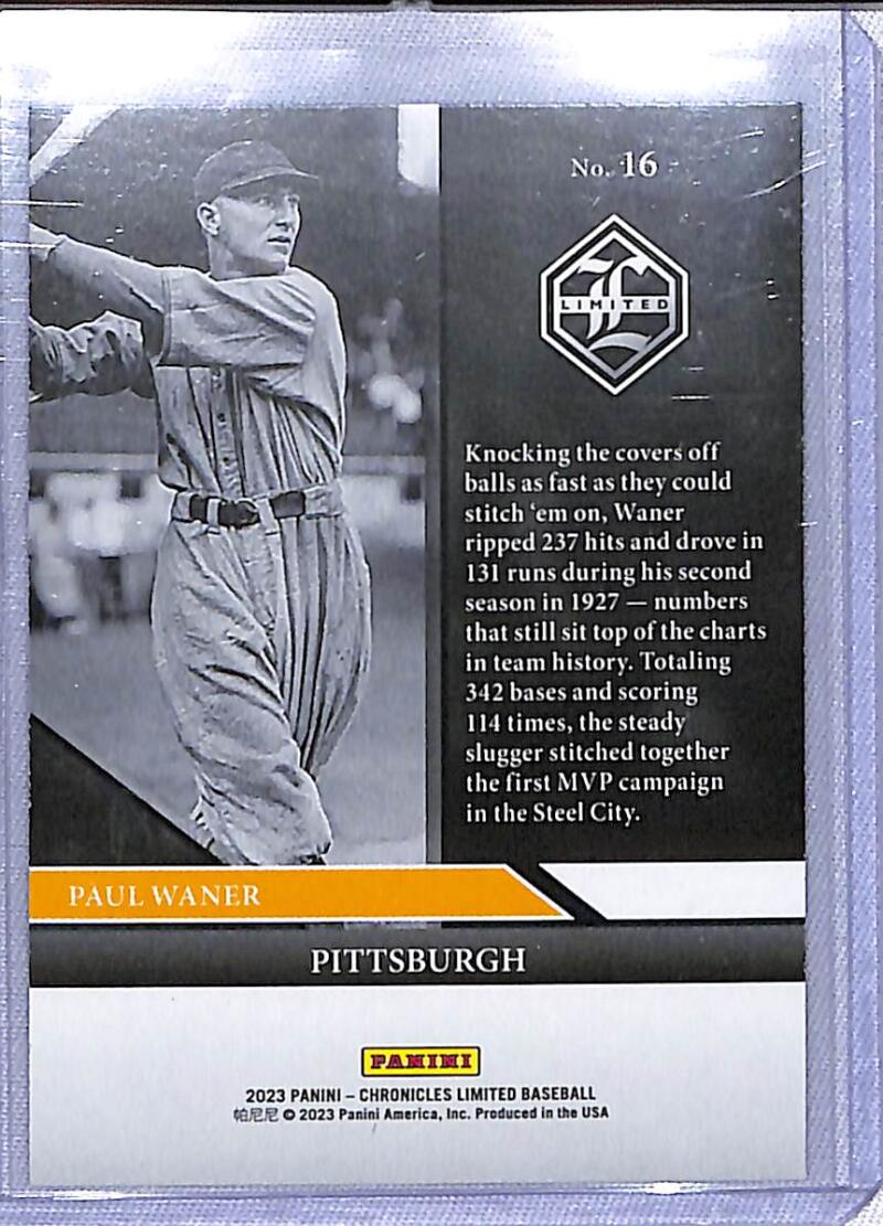 Baseball trading card of Paul Waner, Pittsburgh Pirates, from Panini Chronicles Limited