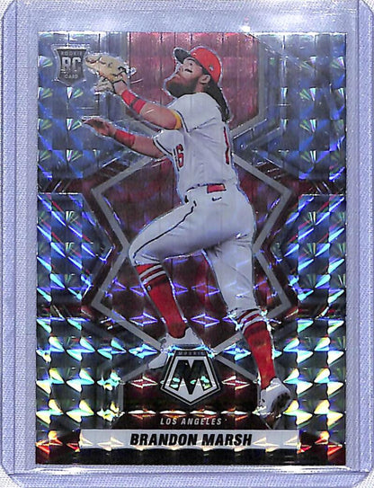 Holographic Panini Mosaic Prizm #226 Brandon Marsh NM-MT RC baseball card in action