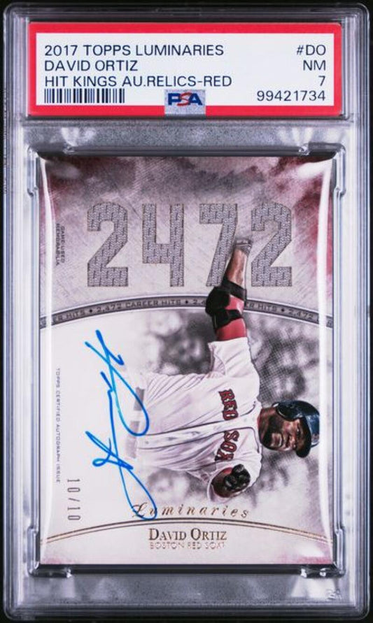 PSA-graded 2017 Topps Luminaries Hit Kings Relics David Ortiz autographed baseball card