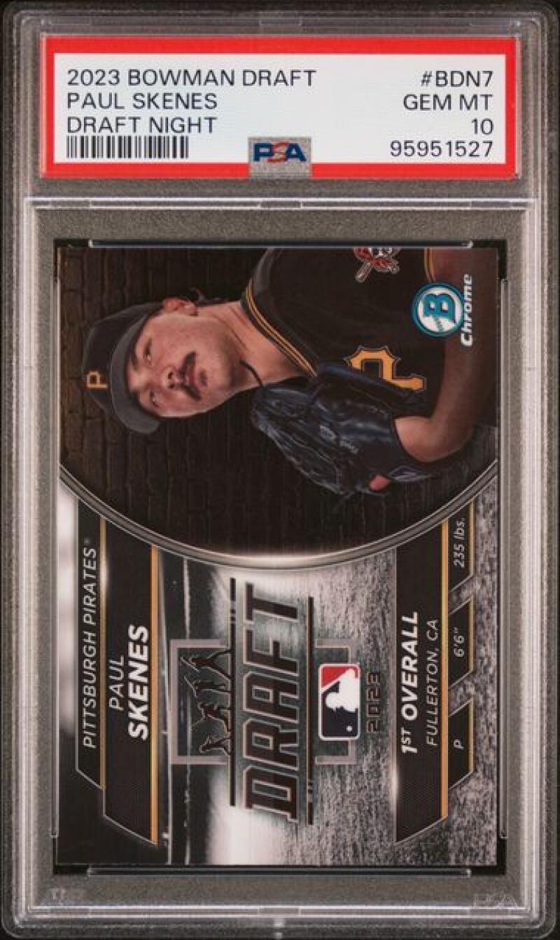 PSA graded 2023 Bowman Draft Paul Skenes GEM MINT baseball card, Pittsburgh Pirates