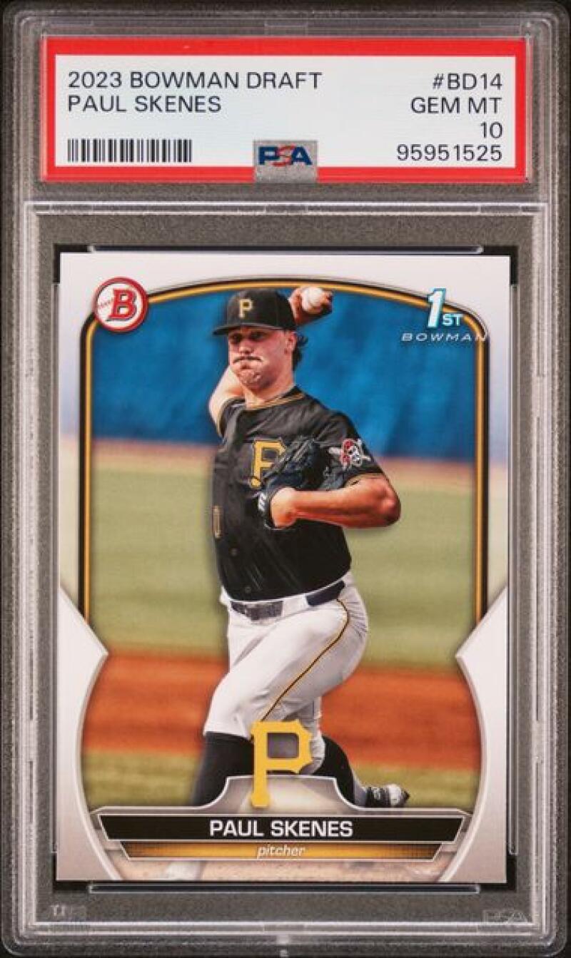 PSA-graded 2023 Bowman Draft Gem Mint Paul Skenes Pittsburgh Pirates baseball card