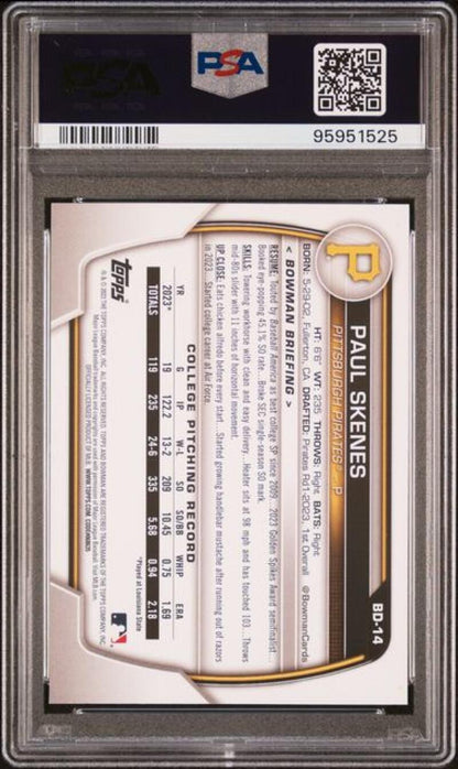 PSA-graded 2023 Bowman Draft Paul Skenes GEM MINT baseball card for Pittsburgh Pirates