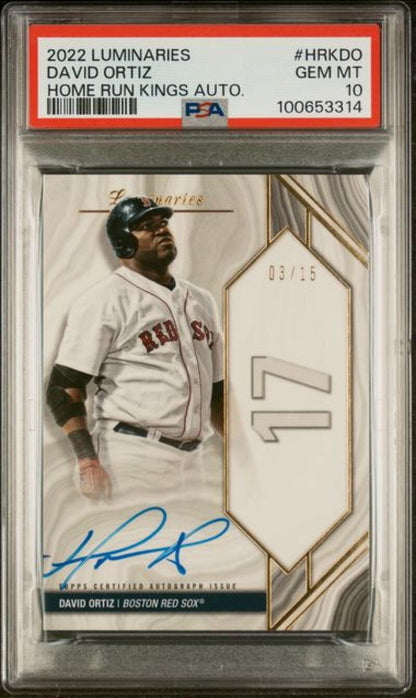 2022 Topps Luminaries #HRKDO David Ortiz PSA 10 GEM MINT Auto 3/15 Boston Red Sox Baseball Card  Image 1