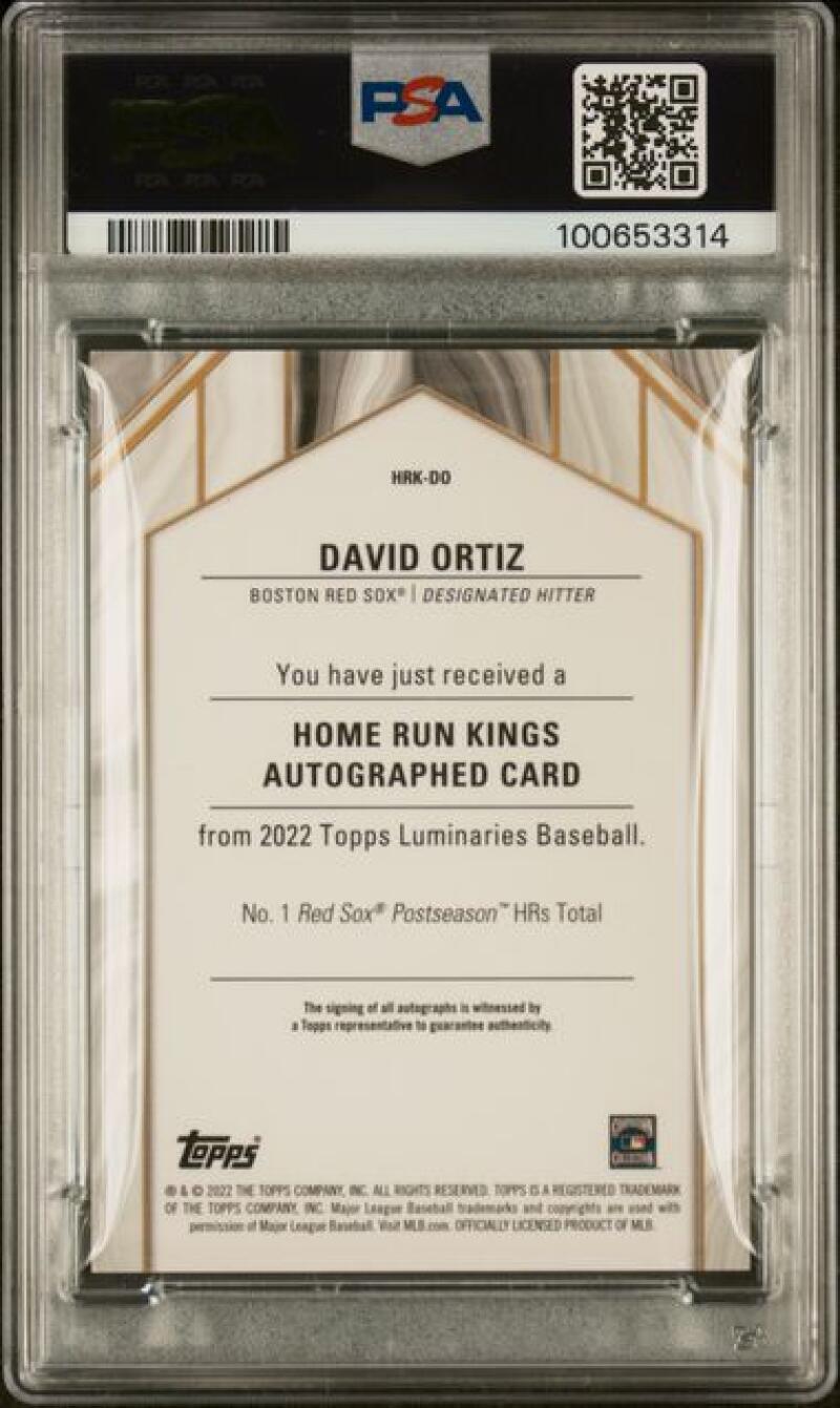 2022 Topps Luminaries #HRKDO David Ortiz PSA 10 GEM MINT Auto 3/15 Boston Red Sox Baseball Card  Image 2