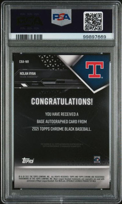 2021 Topps Chrome Black Refractor Gold #CBA-NR Nolan Ryan PSA 7 NM Auto 39/50 Texas Rangers Baseball Card Image 2