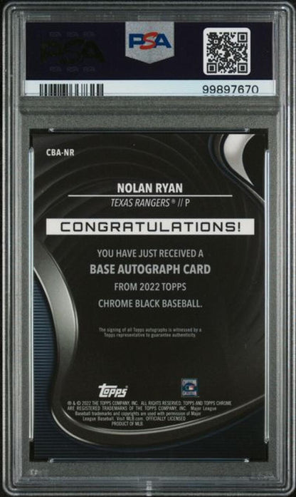 2022 Topps Chrome Black Refractor Gold Mini-Diamond #CBA-NR Nolan Ryan PSA 10 GEM MINT Auto 22/50 Texas Rangers Baseball Card Image 2