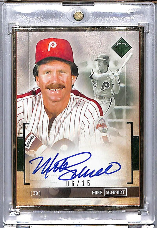 2020 Topps Transcendent Emerald #TCSMS Mike Schmidt EX Excellent Auto 6/15 Philadelphia Phillies Baseball Card  Image 1