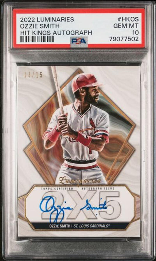 2022 Topps Luminaries #HKOS Ozzie Smith PSA 10 GEM MINT Auto 13/15 St. Louis Cardinals Baseball Card  Image 1