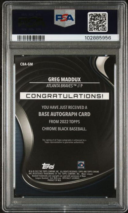 2022 Topps Chrome Black #CBA-GM Greg Maddux PSA 10 GEM MINT Auto Atlanta Braves Baseball Card Image 2