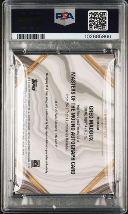 2022 Topps Luminaries #MOMGM Greg Maddux PSA 10 GEM MINT Auto 5/15 Chicago Cubs Baseball Card  Image 2