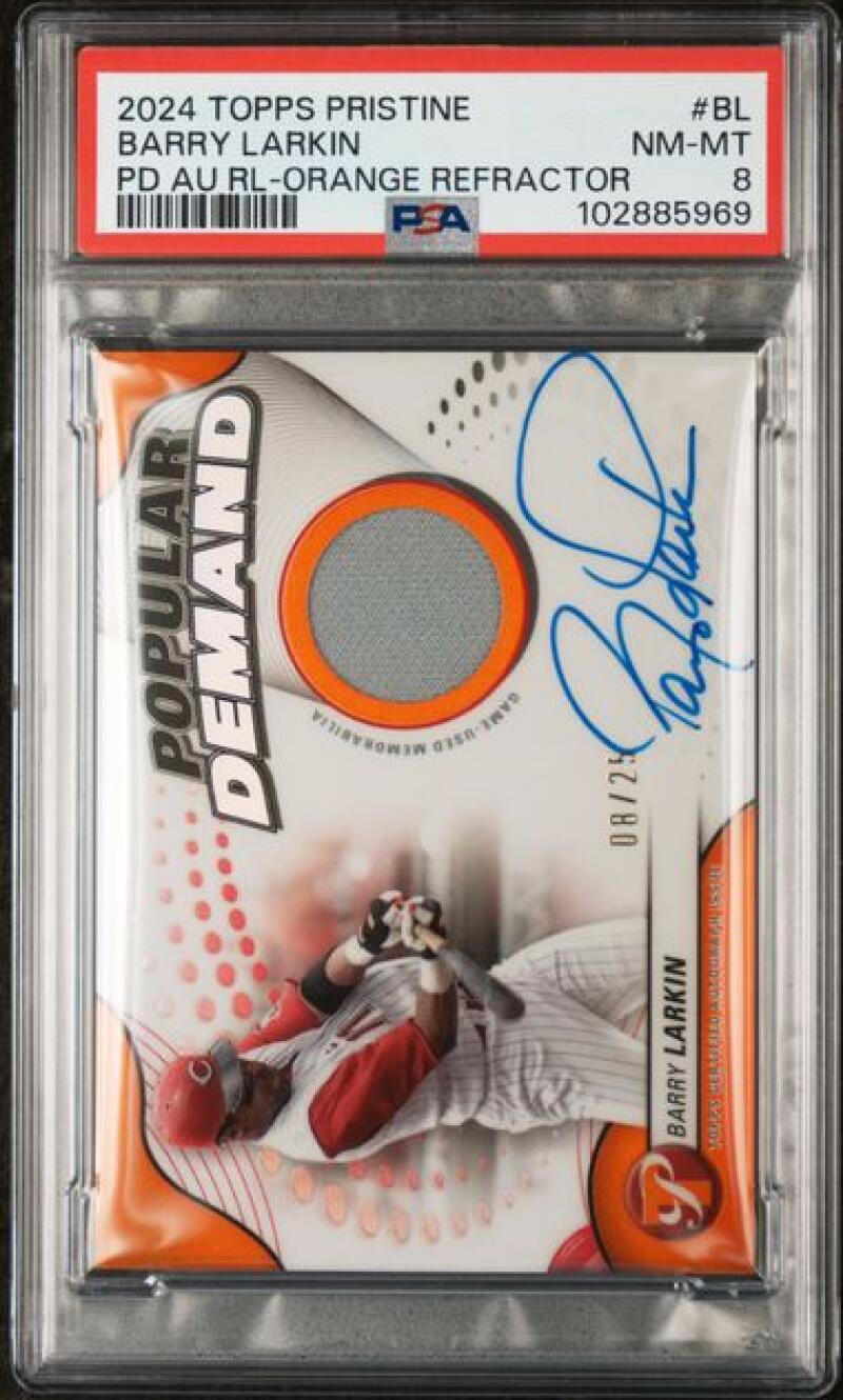 2024 Topps Pristine Pop Demand #BL Barry Larkin PSA 8 NM-MT MEM Auto 8/25 Cincinnati Reds Baseball Card  Image 1