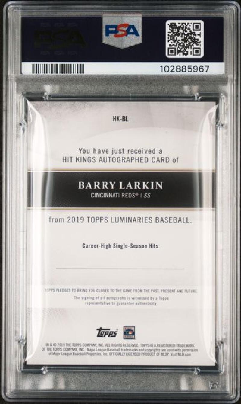 2024 Topps Pristine Pop Demand #BL Barry Larkin PSA 8 NM-MT MEM Auto 8/25 Cincinnati Reds Baseball Card  Image 2