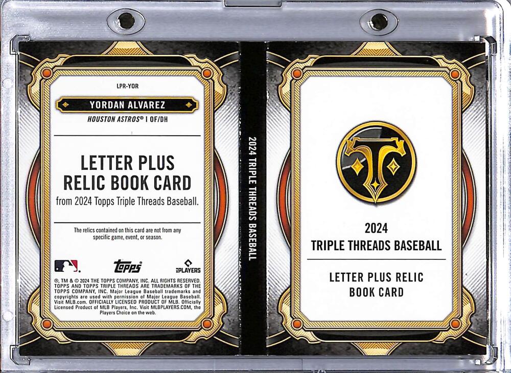 2024 Topps Triple Threads Book #LPRYDR Yordan Alvarez NM-MT MEM 1/1 Houston Astros Baseball Card Book  Image 2