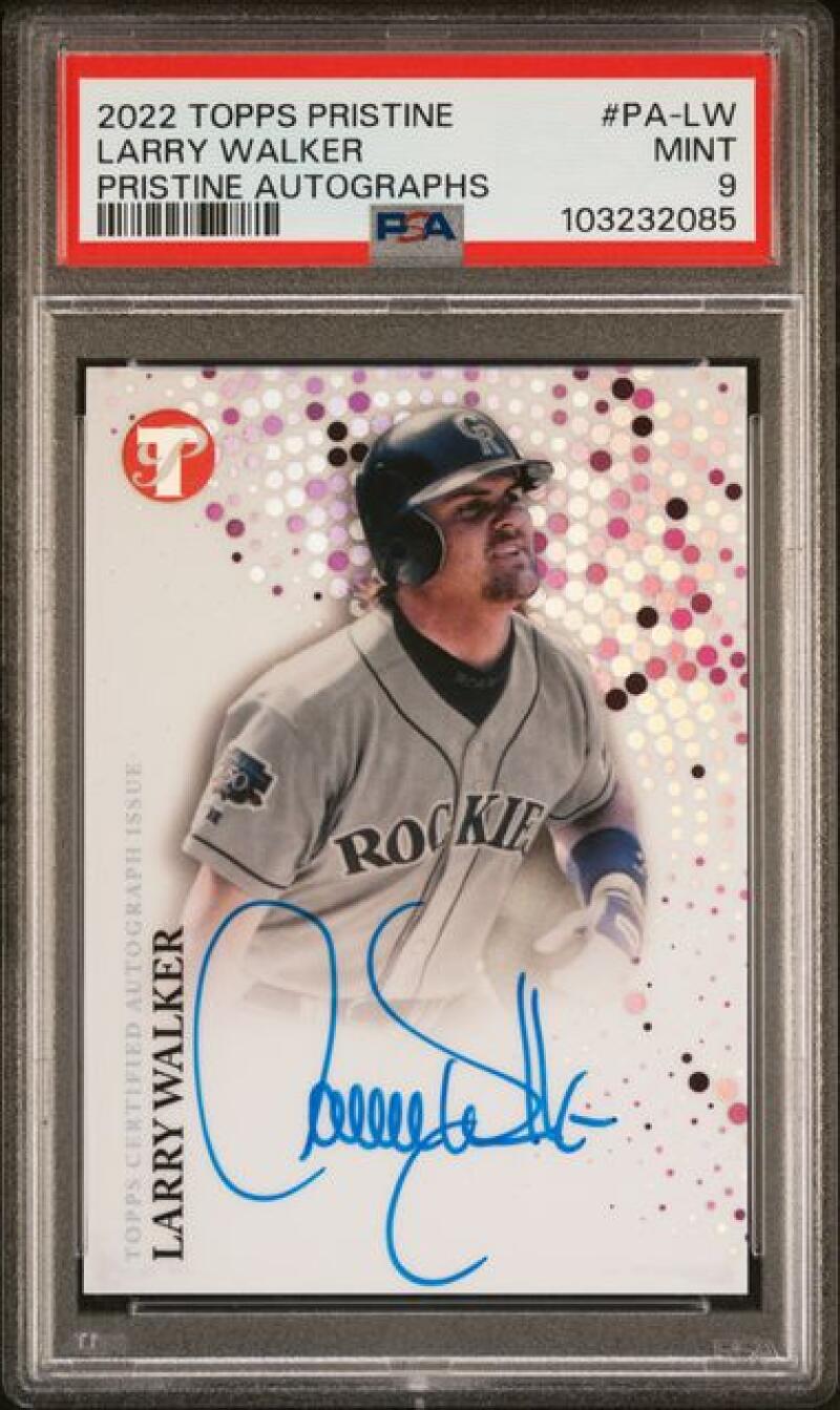 2022 Topps Pristine  #PA-LW Larry Walker PSA 9 MINT Auto Colorado Rockies Baseball Card Image 1