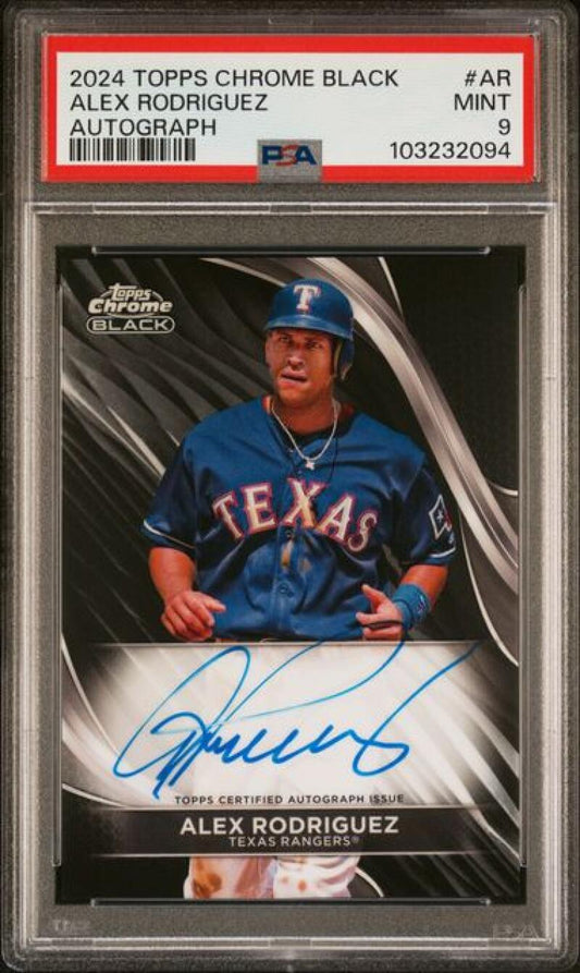 2024 Topps Chrome Black #CBA-AR Alex Rodriguez PSA 9 MINT Auto Texas Rangers Baseball Card Image 1