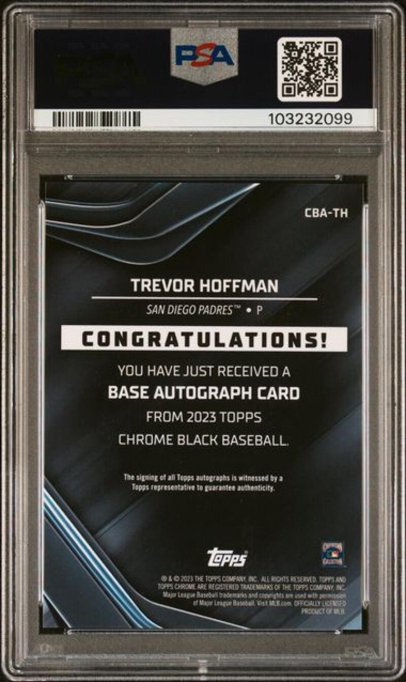 2023 Topps Chrome Black Refractor Green #CBA-TH Trevor Hoffman PSA 9 MINT Auto 5/99 San Diego Padres Baseball Card Image 2