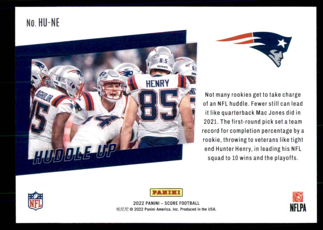 2022 Score Huddle Up Team Card New England Patriots #HU-NE