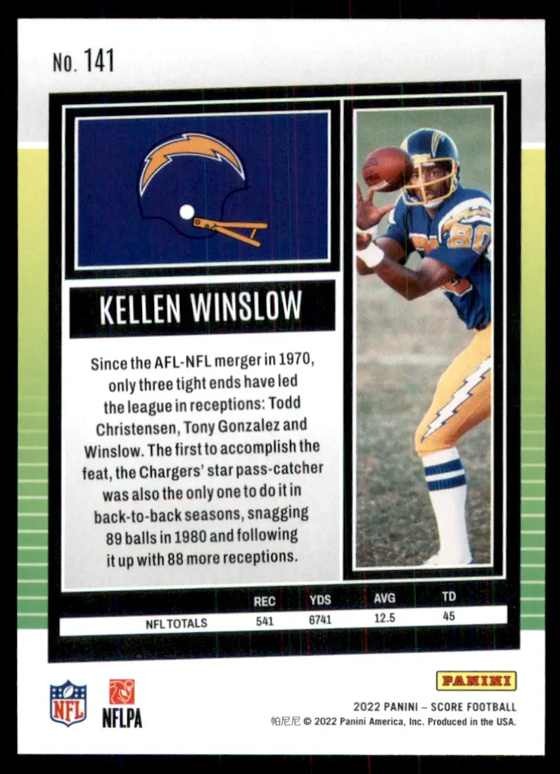 2022 Score Kellen Winslow San Diego Chargers #141