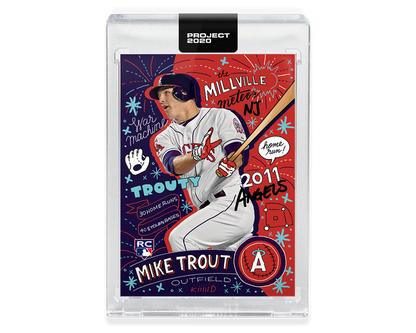 Baseball trading card of Mike Trout by Sophia Chang Angels in Topps Project 2020