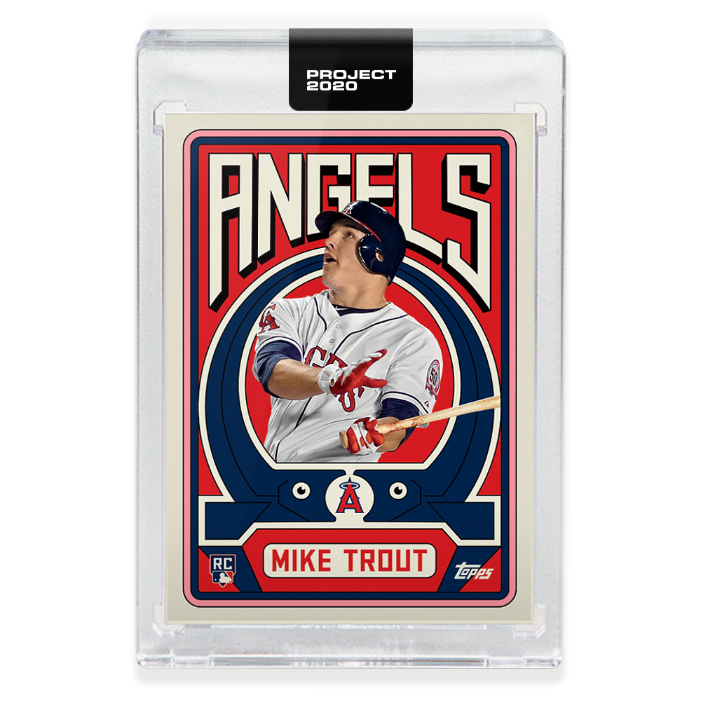 Baseball card of Mike Trout in Topps Project display case by Grotesk Angels