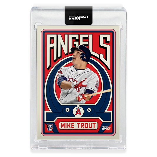 Baseball card of Mike Trout in Topps Project display case by Grotesk Angels