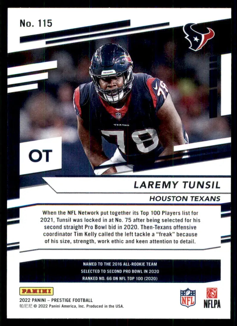 2022 Panini Prestige Laremy Tunsil Houston Texans #115