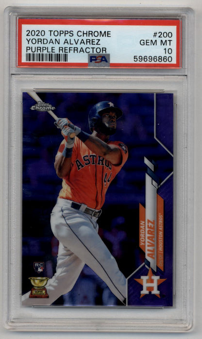 Yordan Alvarez 2020 Topps Chrome Purple Refractor #200 110/299 PSA 10 Gem Mint