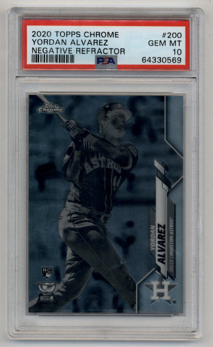 Yordan Alvarez 2020 Topps Chrome Negative Refractor #200 PSA 10 Gem Mint