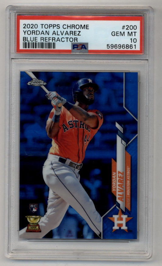 Yordan Alvarez 2020 Topps Chrome Blue Refractor 079/150 #200 PSA 10 Gem Mint