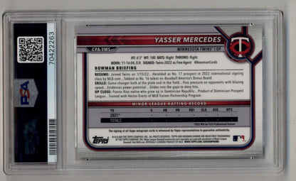 Yasser Mercedes 2022 Bowman Chrome Prospect Auto PSA 10 Gem Mint Auto 10 2263