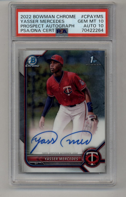 Yasser Mercedes 2022 Bowman Chrome Prospect Auto PSA 10 Gem Mint Auto 10 2264