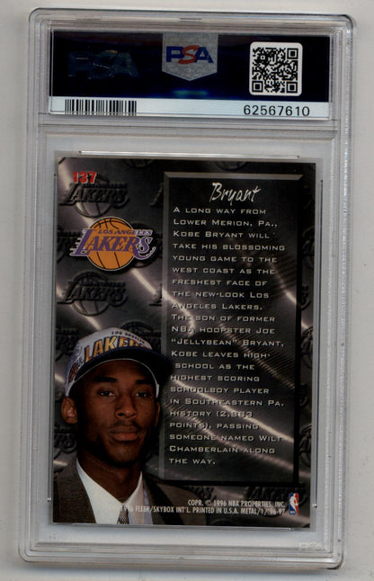 Kobe Bryant 1996-97 Fleer Metal #137 PSA 10 Gem Mint basketball trading card in case