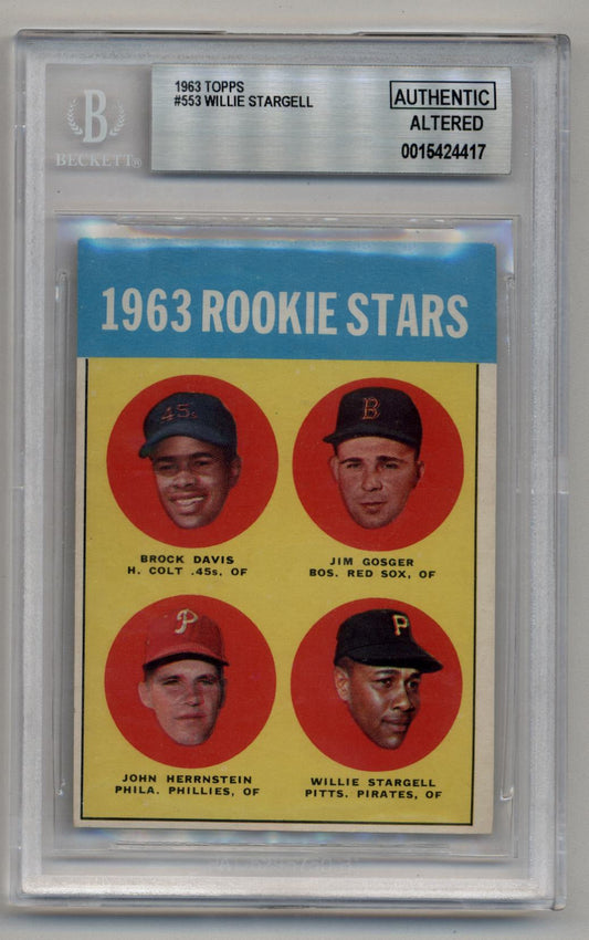 1963 Topps Baseball Card featuring Willie Stargell in BGS Authentic Altered holder