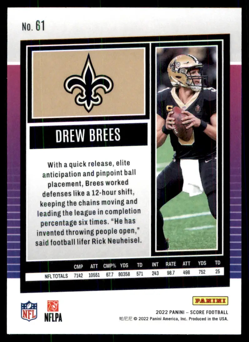 2022 Score Drew Brees New Orleans Saints #61