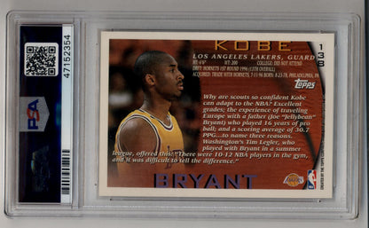 Kobe Bryant 1996-97 Topps Rookie #138 in a protective case, graded Gem Mint 10