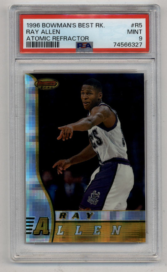 PSA-graded Ray Allen 1996-97 Bowman’s Best Rookie Atomic Refractor basketball card