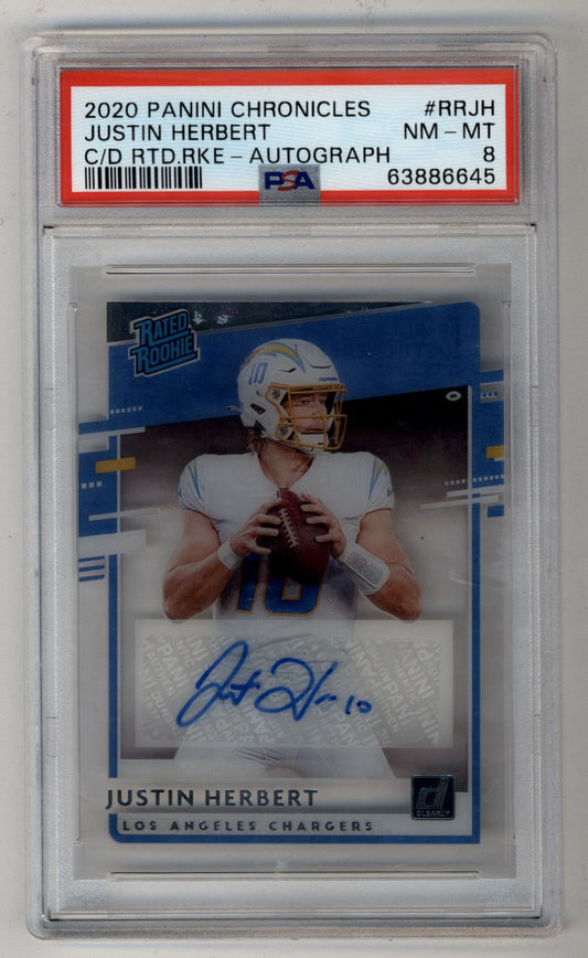 PSA-graded Justin Herbert 2020 Chronicles Rated Rookie Auto in Near Mint-Mint condition