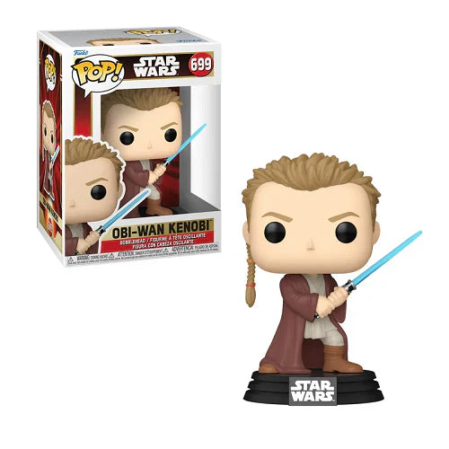 Funko Pop of Obi-Wan Kenobi with blue lightsaber from Star Wars #699 collectible figure