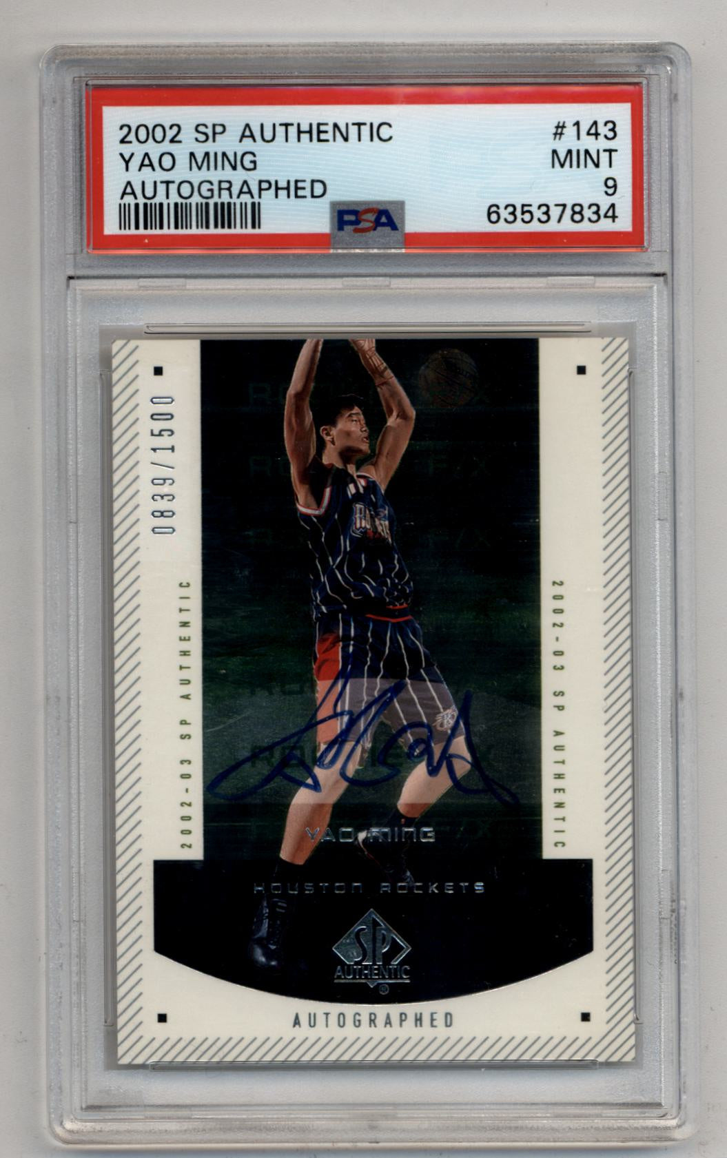 Yao Ming 2002-03 SP Authentic Auto #143 PSA 9 Mint