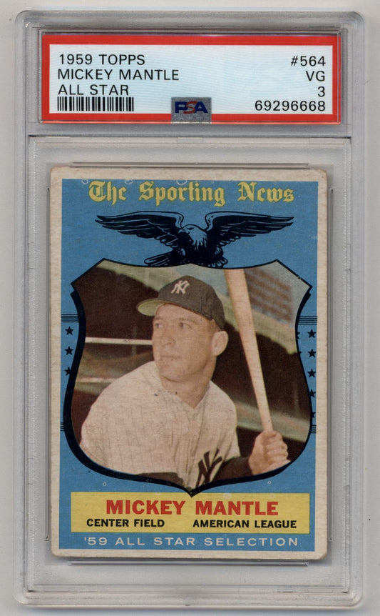 Mickey Mantle 1959 Topps All Star baseball card PSA VG in protective holder