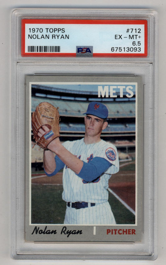 PSA-graded 1970 Topps Nolan Ryan baseball card in protective case for trading cards collectors