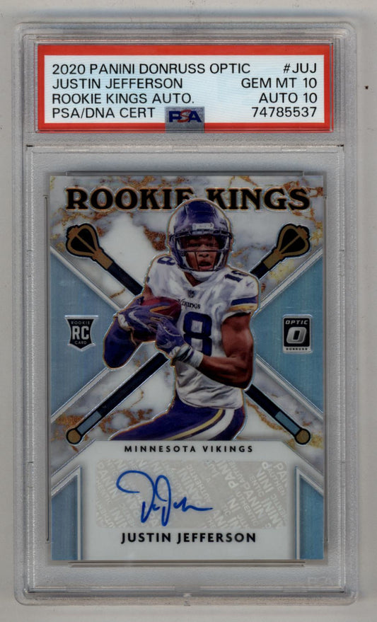 Justin Jefferson 2020 Donruss Optic Rookie Kings Auto 20/49 PSA 10 Gem Mint Card