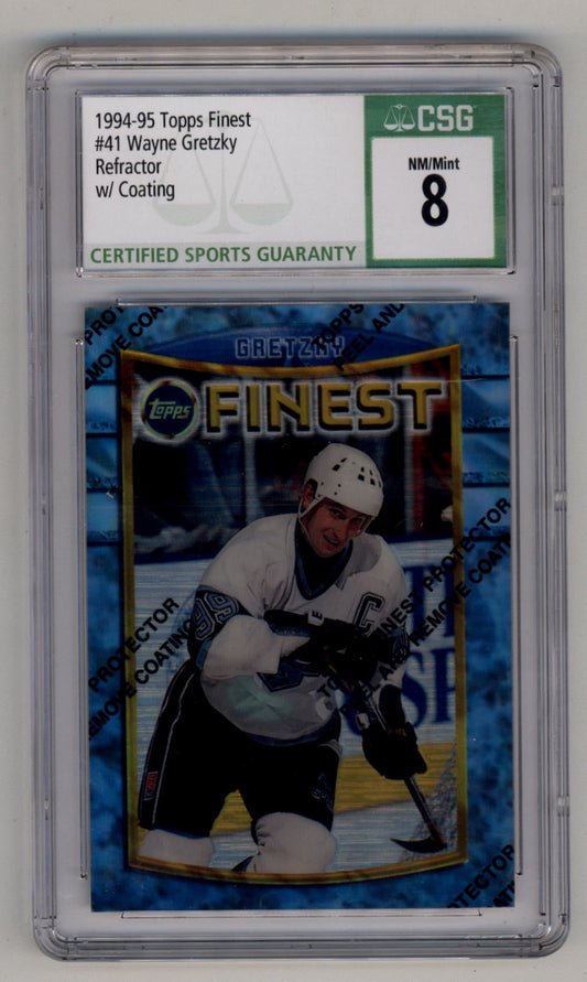 Graded Wayne Gretzky 1994-95 Finest Refractor card CSG 8 Near Mint Mint condition