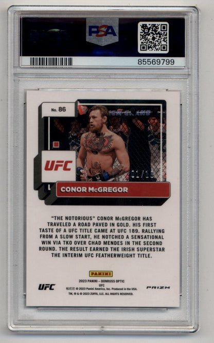 PSA-graded Donruss Optic UFC Gold Conor McGregor trading card in fighting stance