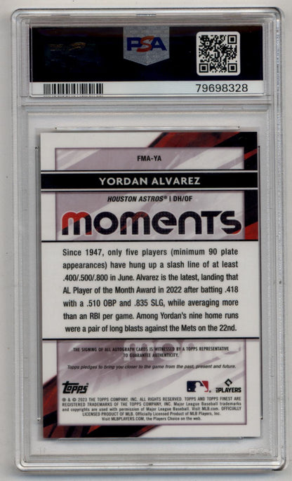 Yordan Alvarez 2023 Finest Finest Moments Auto 2/5 PSA 9 Mint